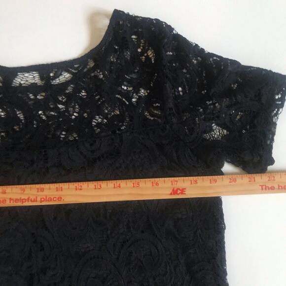 Lane Bryant Black Lace Dress Size 14/16 Stretch Flowy Witchy Boho Midi Length - Picture 6 of 7